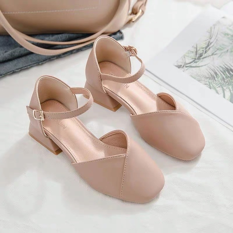 (ORDER) Giày cao gót mũi tròn vingage da mềm 4cm BIG SIZE 33-42