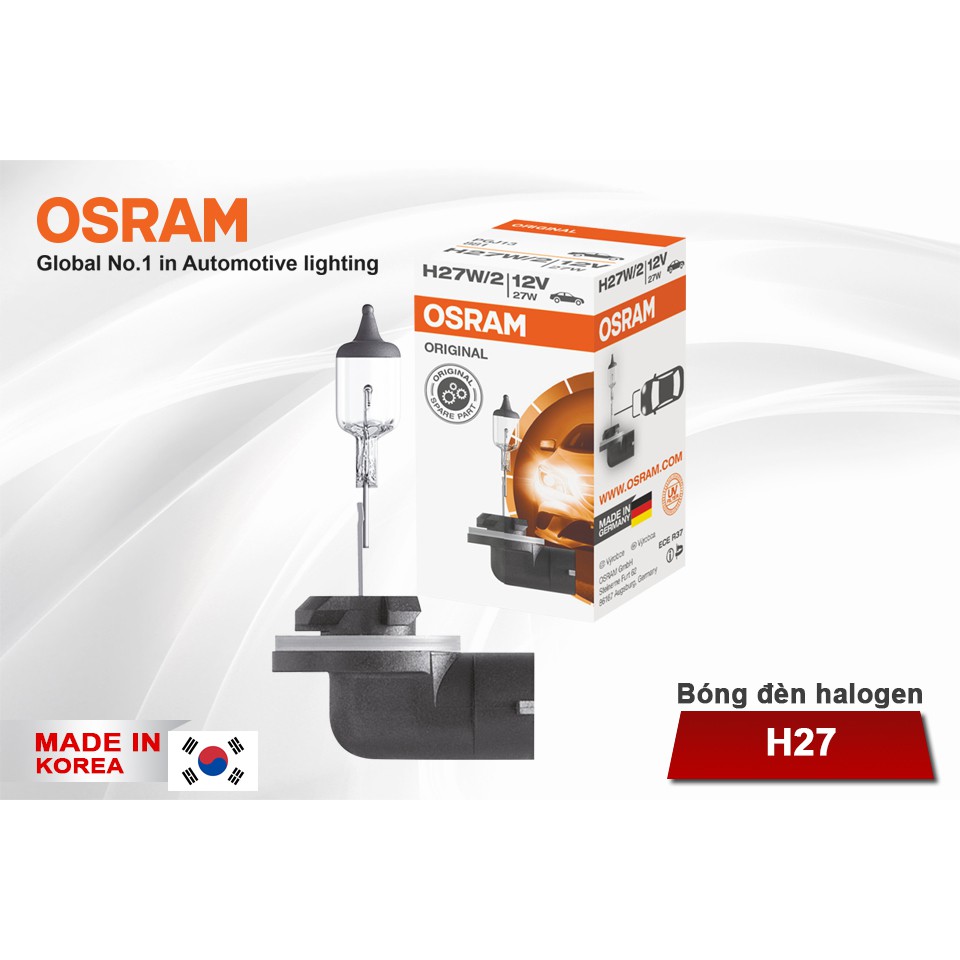 [Mã BMBAU50 giảm 10% đơn 99k] Bóng Đèn Halogen OSRAM Original H27 12V 27W (Chân Cong) Nhập Khẩu Chính Hãng