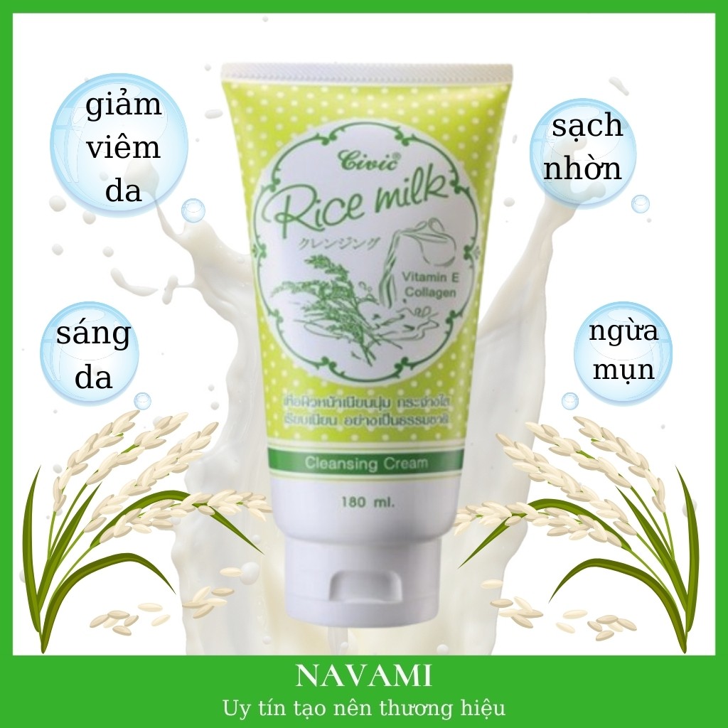 Sữa rửa mặt gạo Civic Rice milk cleansing cream Thái Lan 180ml
