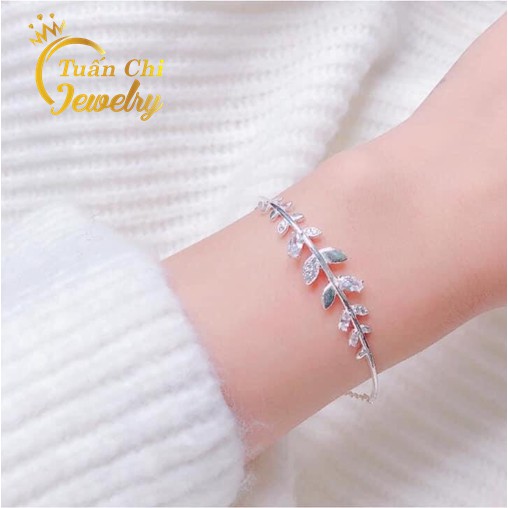 Set Bạc Nữ ⚡FREESHIP⚡ Lắc Tay Nữ Và Nhẫn Nữ Bạc Ta Hình Lá Nhẹ Nhàng, Tiểu Thư