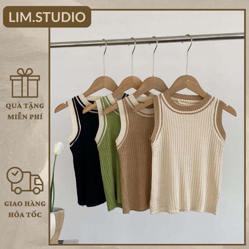 ÁO BA LỖ LEN GÂN VIỀN MÀU | lim.studio