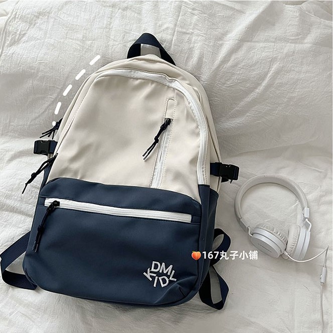 Balo trơn basic đi học nữ phối màu đẹp giá rẻ thời trang ullzang hàn quốc B401