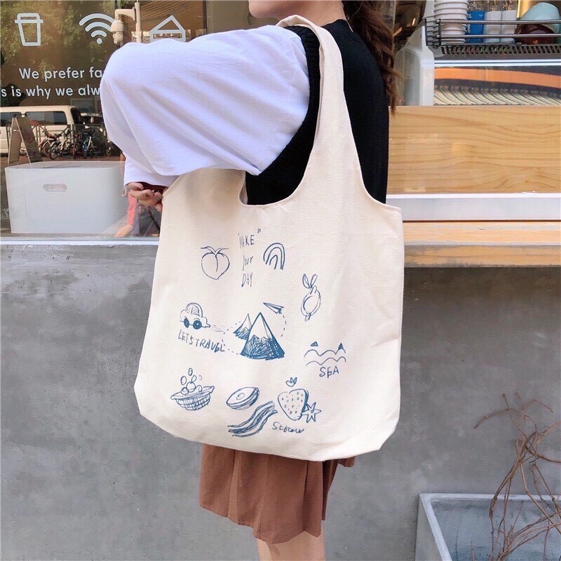 Túi tote vải đeo chéo canvas bag giá rẻ đẹp đi học