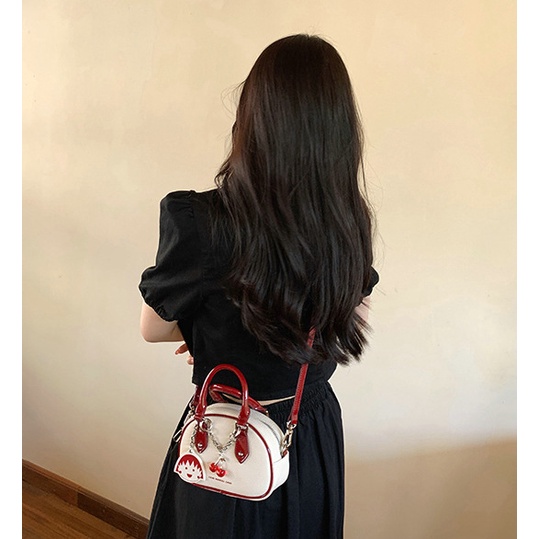 Túi Xách Da Bóng Họa Tiết Cherry Maruko Đáng Yêu Thời Trang Cho Nữ