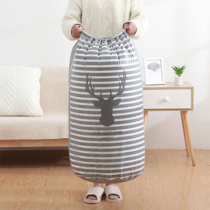 <Video Review> Túi Vải Đựng Chăn Màn Quần Áo, Đựng Đồ PEVA Chống Thấm Sức Chứa Lớn Có Dây Rút 83 x 40cm U095