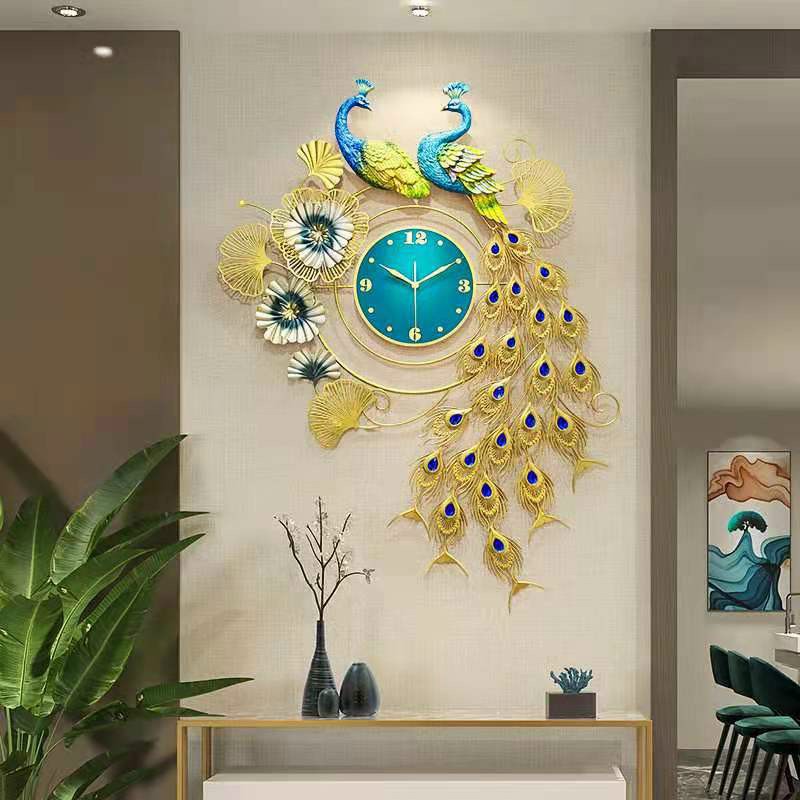 [ RẺ- ĐẸP ] Đồng Hồ Treo Tường Trang Trí Nhà Cửa Nghệ Thuật Decor Họa Tiết Công Đôi Hạnh Phúc-CÓ ẢNH THẬT