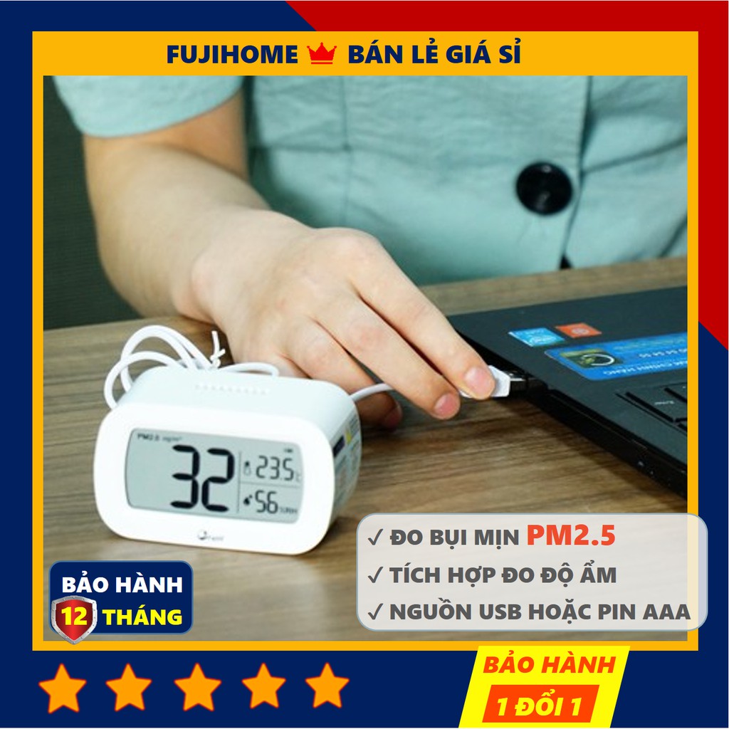 [BH 12 THÁNG] Máy đo chất lượng không khí mini đo bụi mịn bằng công nghệ cảm biển laser, cảnh báo khi chỉ số ô nhiễm