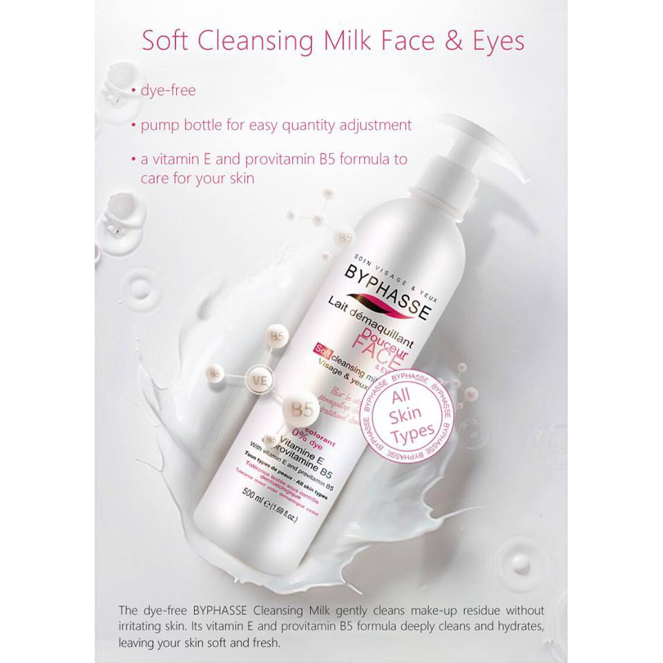 Sữa Tẩy Trang Dịu Nhẹ BYPHASSE Soft Cleansing Milk 500ml