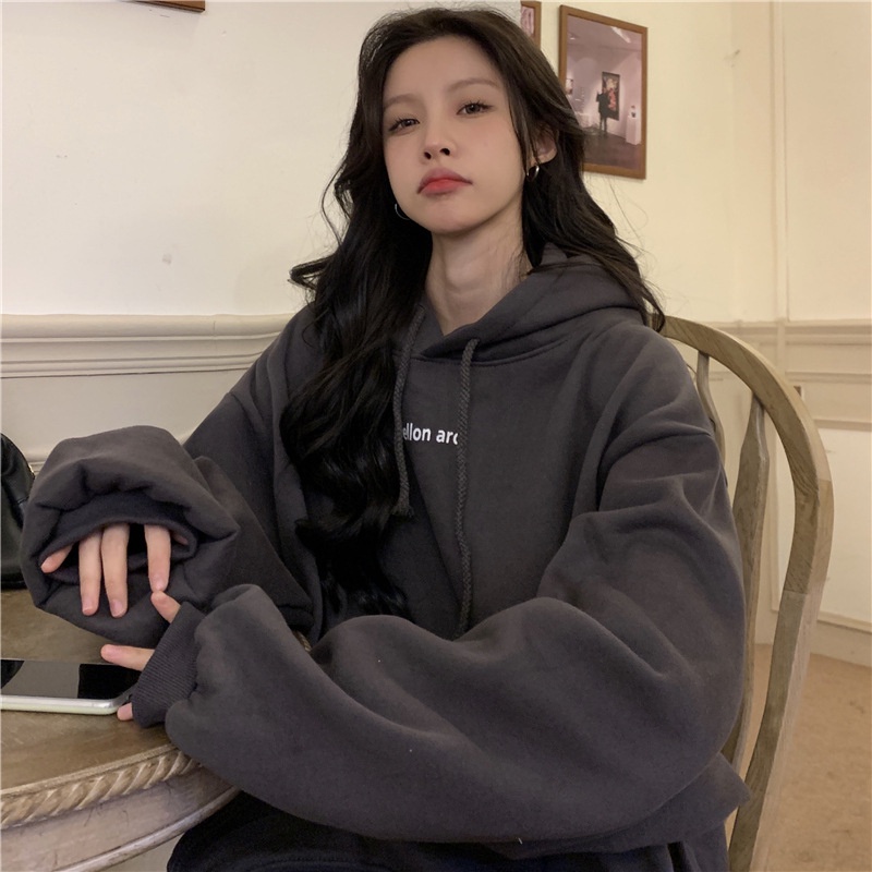 Áo Hoodie Dày Dặn Phong Cách Hàn Quốc Thời Trang Thu Đông Mới Cho Nữ OOP156