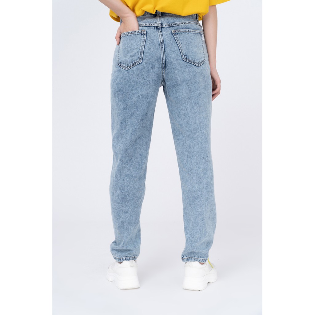 Quần Jeans Nữ Cao Cấp BOO Dáng Baggy Phối 2 Khuy Phong Cách Trẻ Trung Năng Động