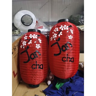 [50x25cm] đèn Nhật Bản vẽ hoa và chữ