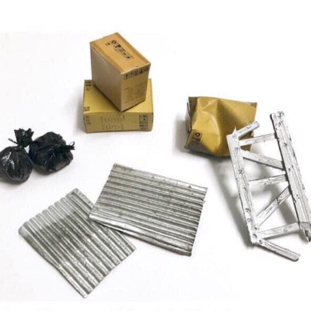 Mô hình tôn, palet, thang, thùng 1/12