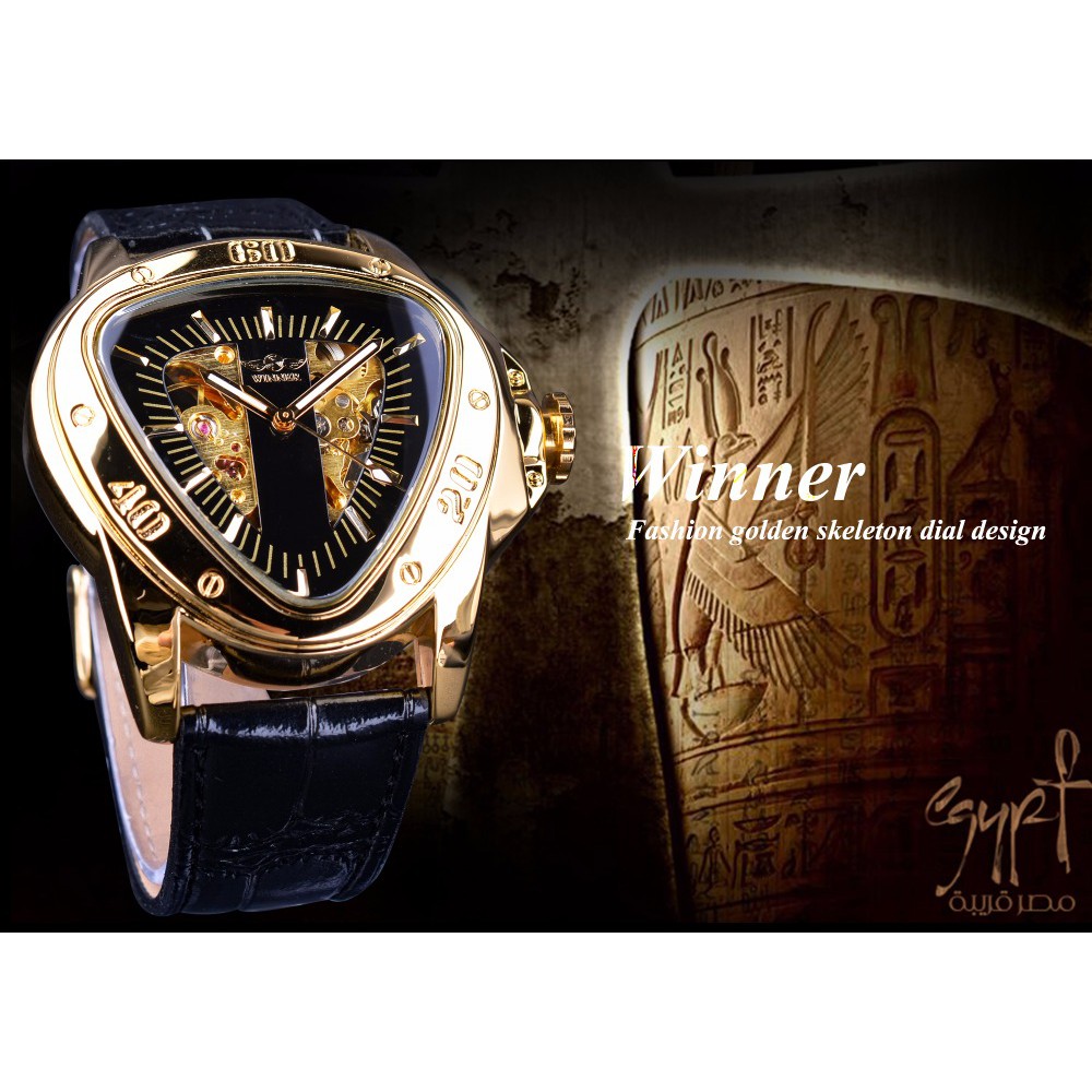 Đồng hồ cơ mặt tam giác mạ vàng thời trang cho nam | BigBuy360 - bigbuy360.vn