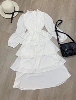Đầm maxi trắng dài tầng(Sẵn tại shop )