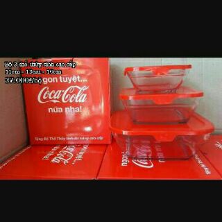 Combo 3 bộ thố thủy tinh coca