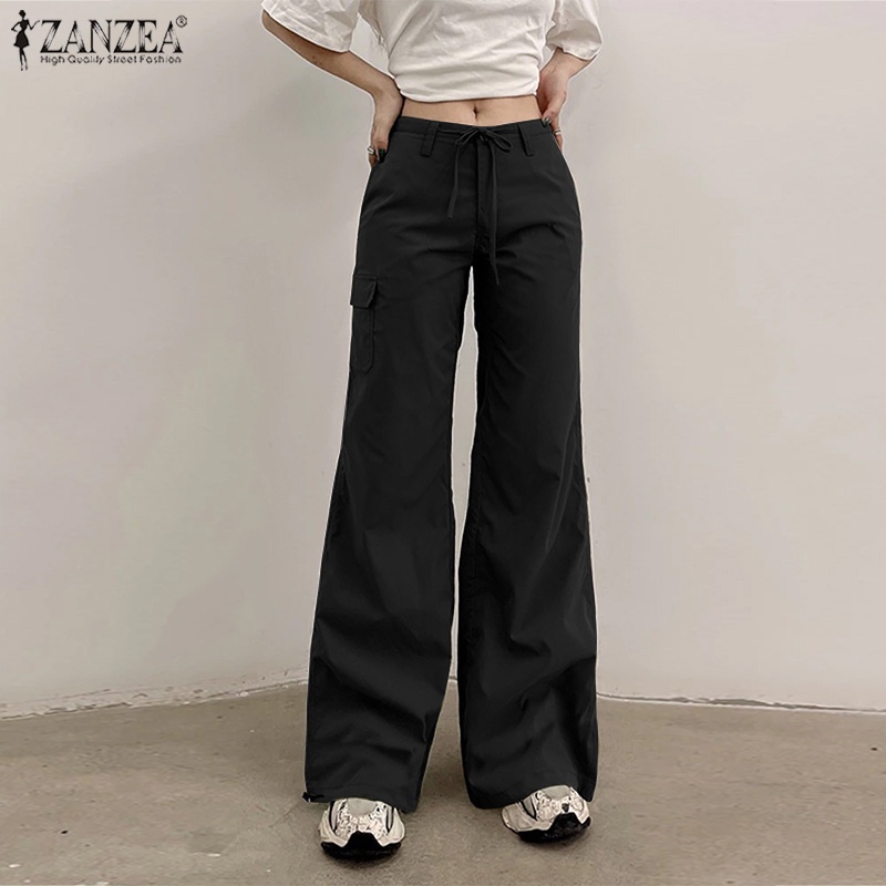 Zanzea Quần Dài Ống Loe Thắt Dây Thời Trang Nữ