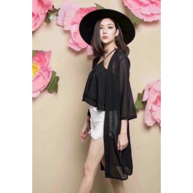 Kimono đen trơn đi biển (90cm )ảnh thật sản phẩm