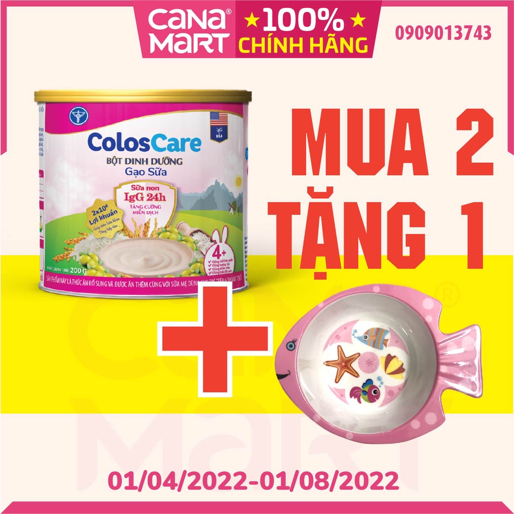 Bột ăn dặm Coloscare Gạo sữa, sữa non IgG 24h cho bé từ 6-24 tháng tuổi (200g)