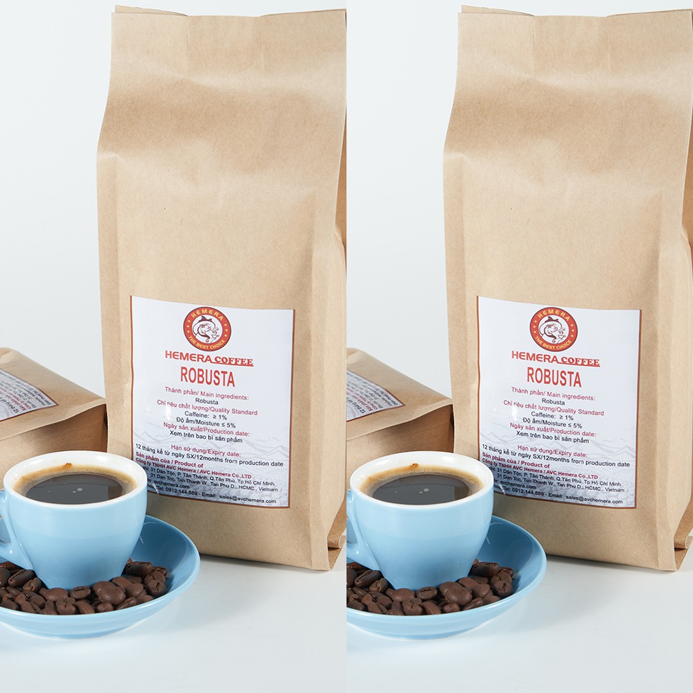 CÀ PHÊ NGUYÊN CHẤT ROBUSTA RANG XAY HEMERA COFFEE 500GR (tặng 2 gói cafe hòa tan 3in1) | BigBuy360 - bigbuy360.vn