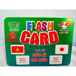 ( Size Lớn ) Thẻ Học Thông Minh Song Ngữ Anh Việt Chủ Đề Cờ Các Nước