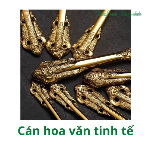 Bộ Thìa Dao Dĩa cao cấp thép 304 mạ vàng phong cách Hoàng gia Châu âu