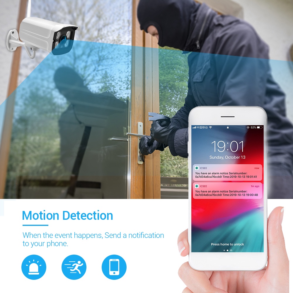 Camera an ninh HAMROL không dây Icsee 2Mp 1080P kết nối Wifi hỗ trợ tầm nhìn ban đêm