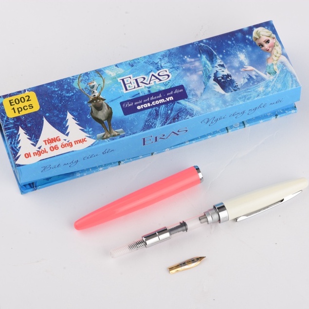 Bút máy ngòi mài cao cấp ERAS - Thiết kế đóng hộp sang trọng, Tặng kèm 6 ống mực khô và 1 ngòi thay thế
