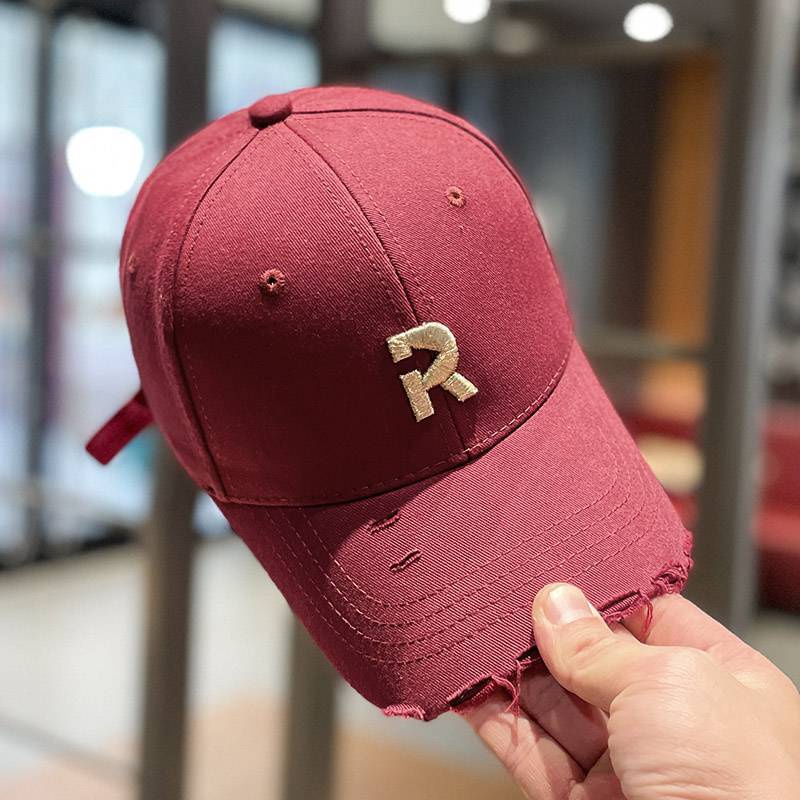 Mũ lưỡi trai rách ❤️ Nón thêu chữ R phong cách Ulzzang form unisex nam nữ