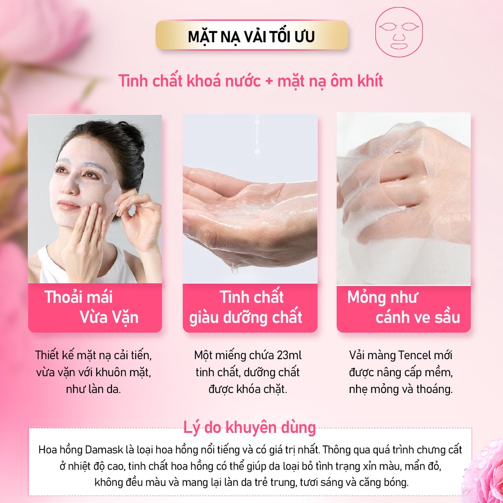 Hộp 8 miếng mặt nạ dưỡng ẩm và sáng da My Beauty Diary Taiwan Damask Rose Mask Hoa hồng 23ml/Miếng