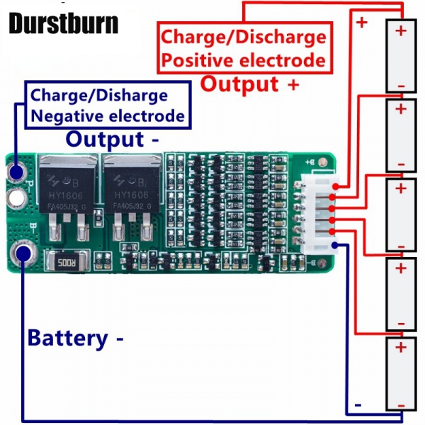 1 Bảng Mạch Bảo Vệ Pin Li-ion 5S 15A BMS 18650 18V 21V