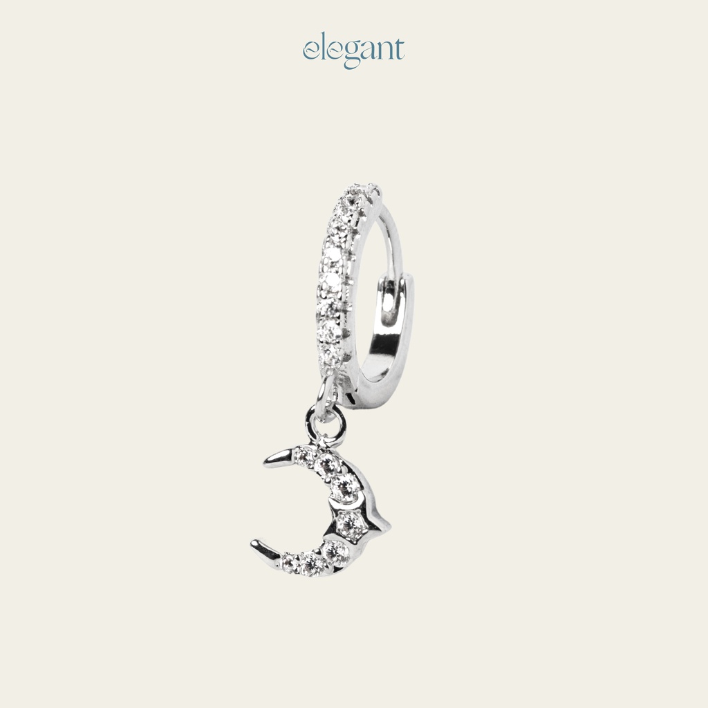 Khuyên tai vòng đá thả CRYSTAL MOON DROP HOOP Elegant