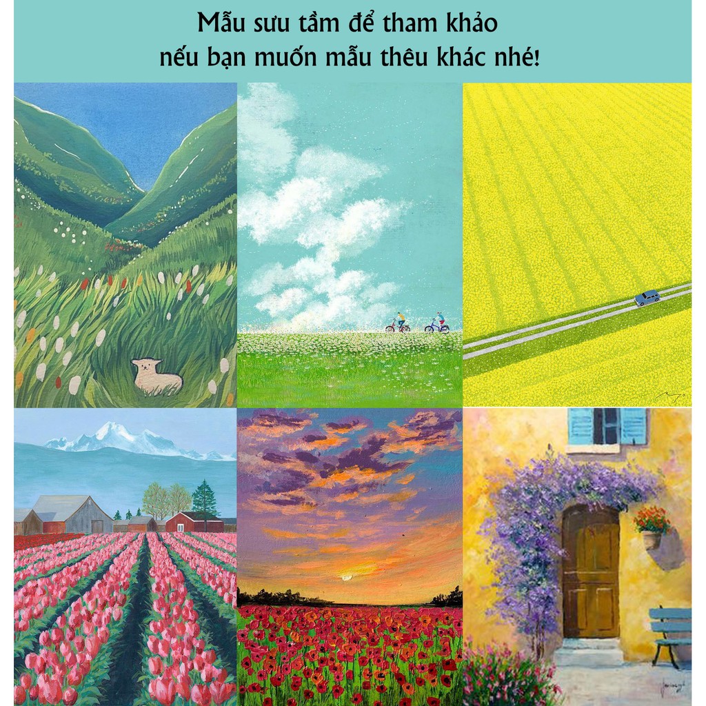 Bộ kit thêu tranh canvas mini 8x10cm decor phòng (có nhận theo yêu cầu) | BigBuy360 - bigbuy360.vn