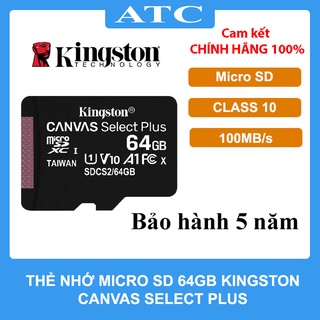 Thẻ nhớ kingston 64gb micro sd class 10 sdcs2/64gbsp hàng chính hãng