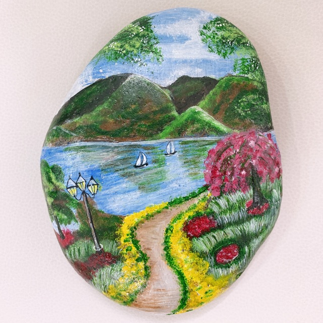 Giảm Giá Tranh Phong Cảnh Vẽ Trên Đá Cuội - Beecost