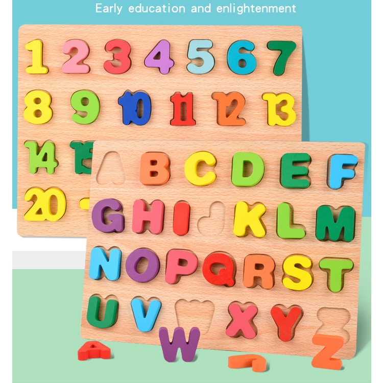 Bộ đồ chơi ZHAN QI TOYS xếp hình chữ cái và số bằng gỗ giúp giáo dục từ sớm cho bé
