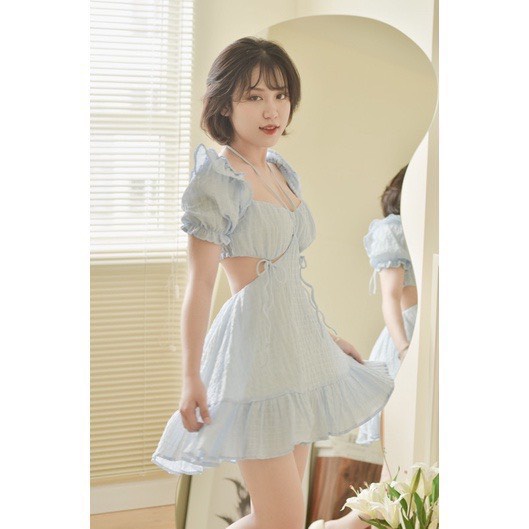 Set đồ nữ mini đi biển đi tiệc hở lưng bo chum phía sau sang chảnh cá tính xinh đẹp