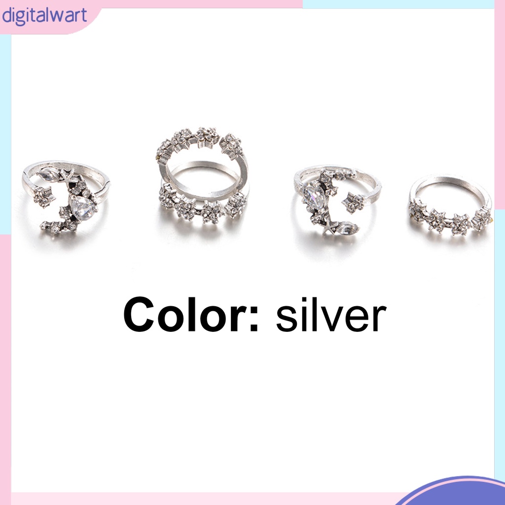 Set 5 nhẫn đốt ngón tay đính đá thời trang nữ