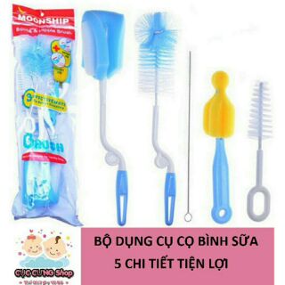 Bộ dụng cụ cọ rửa ly cốc, bình sữa 5 chi tiết