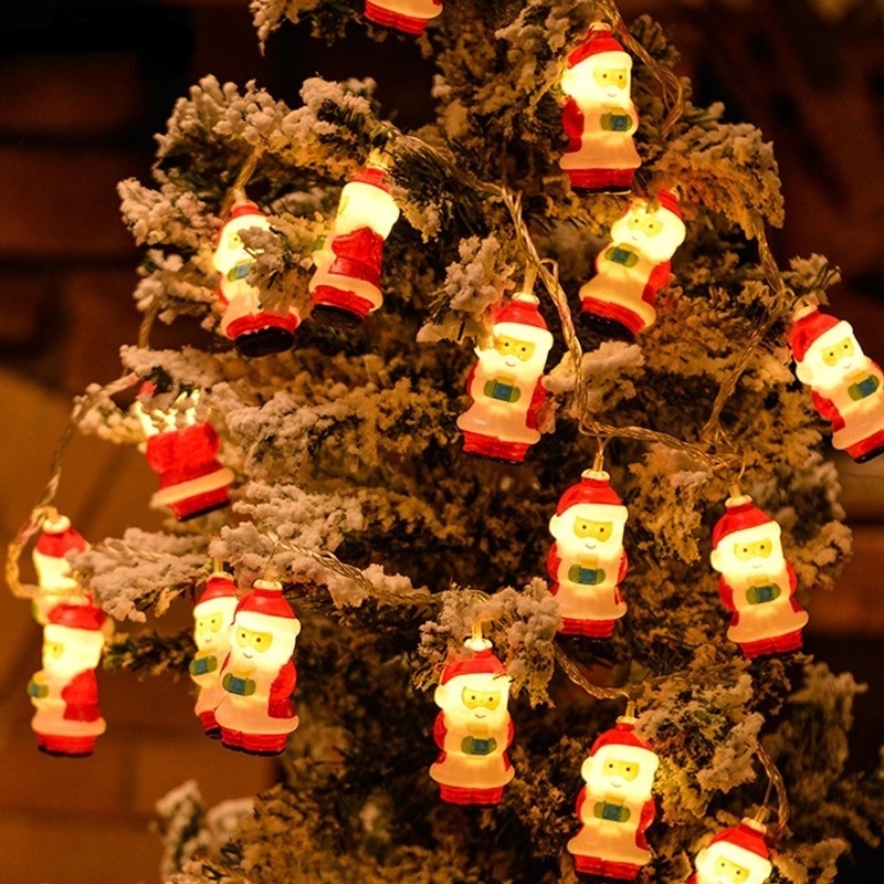 Phụ Kiện Trang Trí Nhà Cửa Lễ Hội Dây Đèn LED 10 / 20 Bóng Hình Ông Già Noel Trang Trí Giáng Sinh