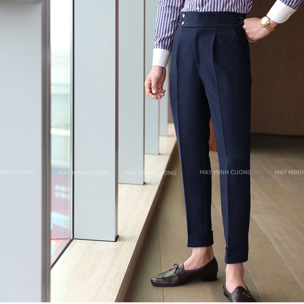 Quần âu nam cao cấp kiểu SIDETAB Phong Cách Ý, Dáng rộng baggy Chất vải Cotton bền bỉ (JA03)