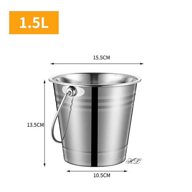 (HL)(MD) Xô đá Inox 1.5L - 2L - 2.5L Inox304 Decor | XÔ ĐÁ INOX CÓ QUAI