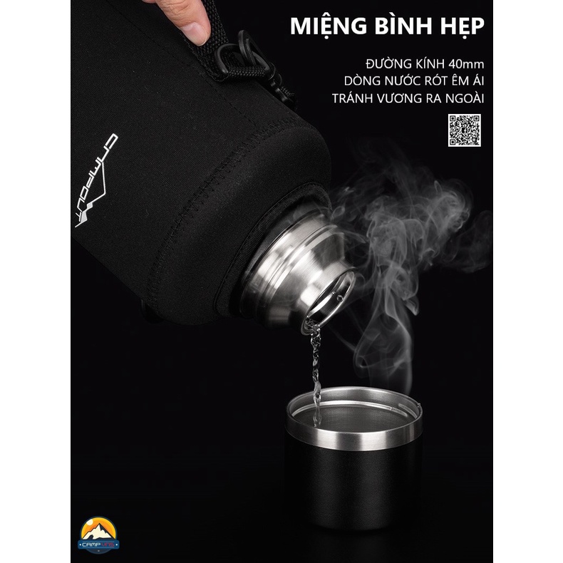 Bình giữ nhiệt nóng lạnh 48h inox 2 lớp 68oz 2000ml NURGAZ CAMPOUT  du lịch cắm trại dã ngoại