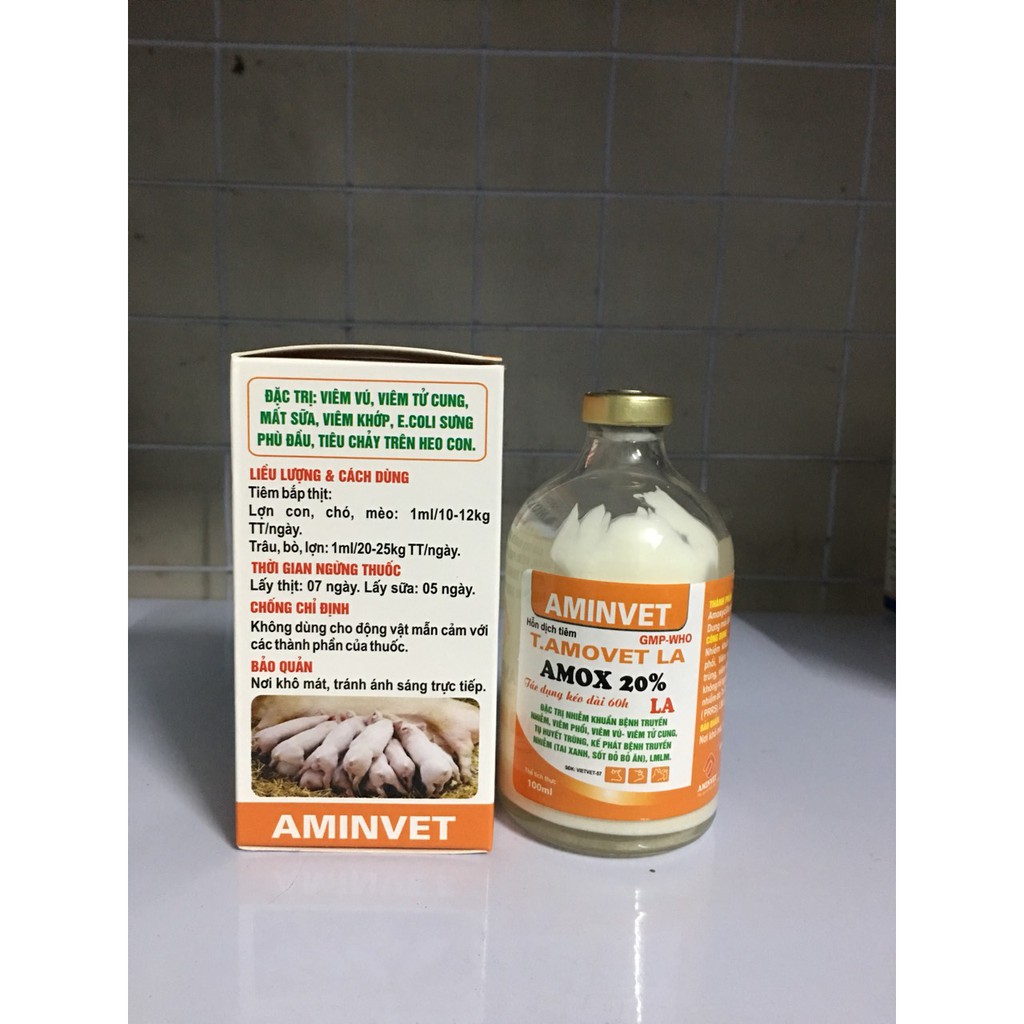 Amox20%/ amox 20% aminvet  chỉ dùng trong thú y