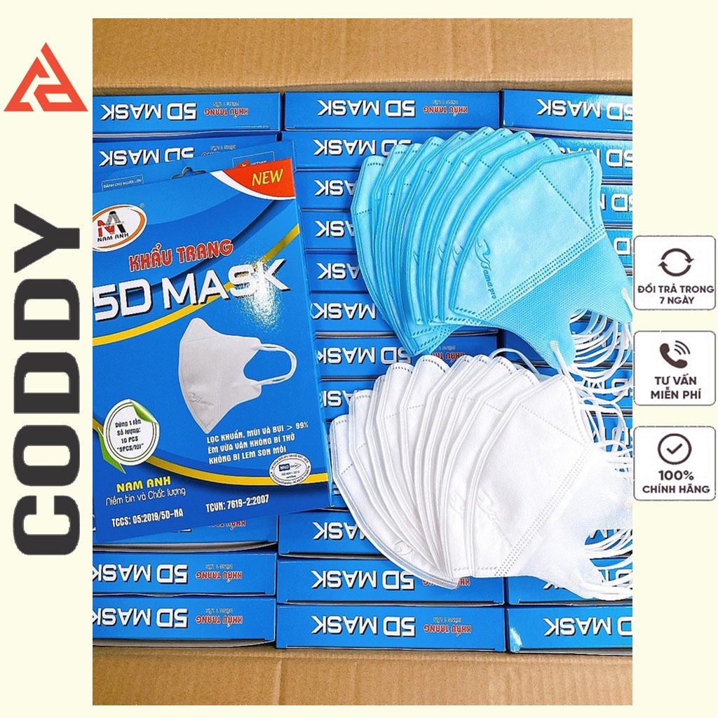 Thùng 300 chiếc khẩu trang y tế 5D MASK Famapro SMS Plus 3+ vải không dệt, khẩu trang kháng khuẩn chống bụi mịn