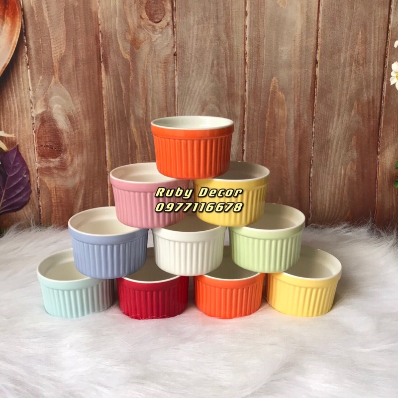 Hũ ramenkin sứ nhiều màu, hũ caramen, hũ chưng yến