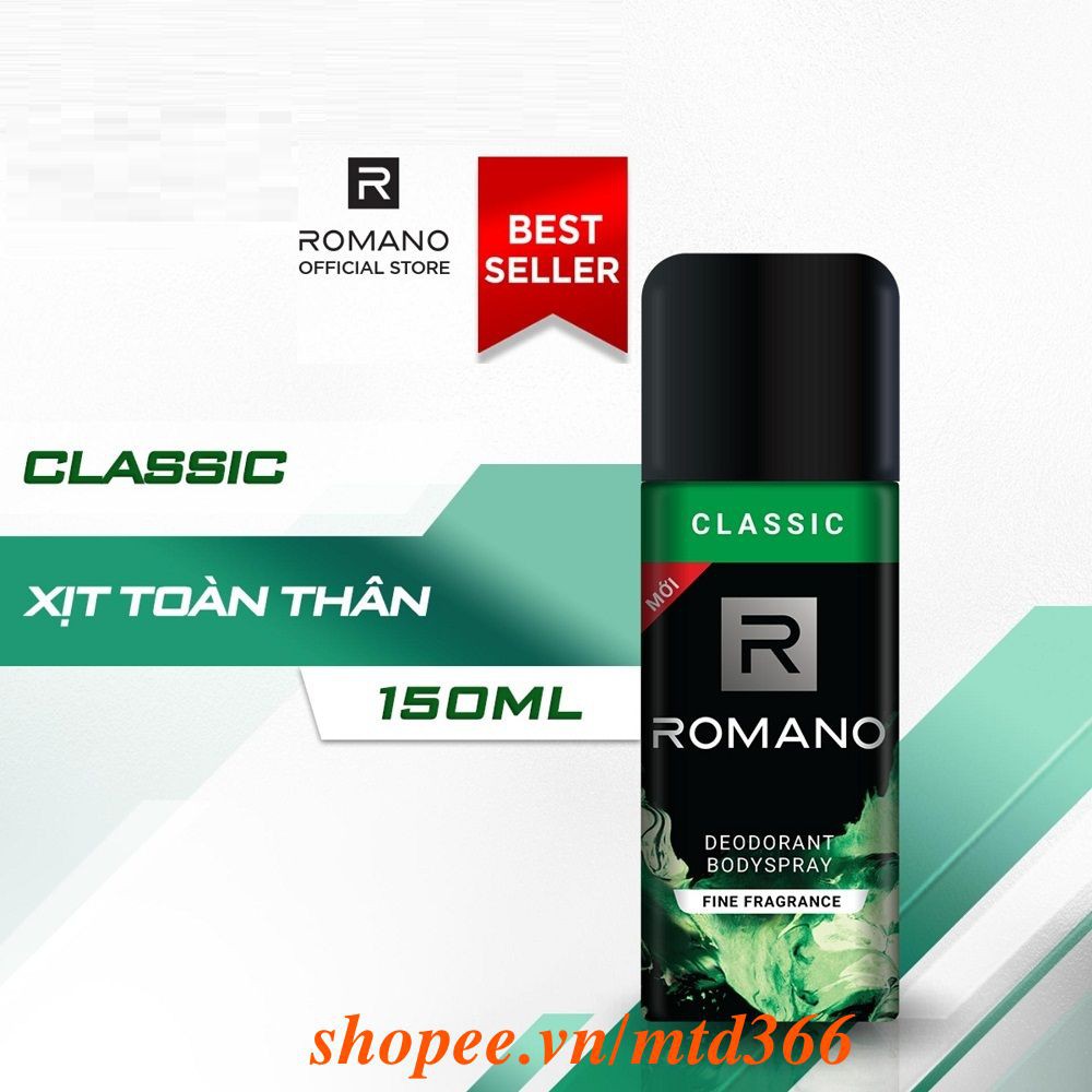 Xịt Khử Mùi Nam 150Ml Romano Classic.