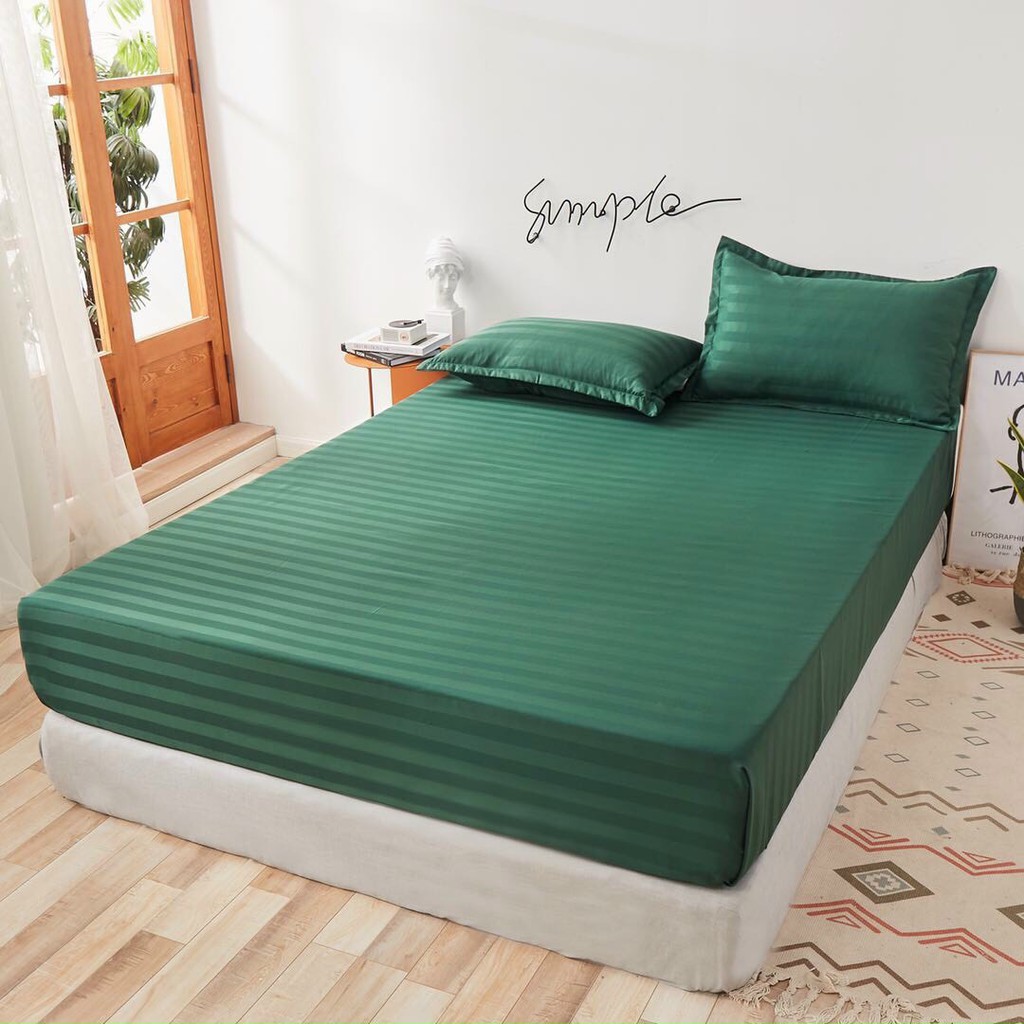 Bộ Ga Giường và Vỏ Gối Sọc Cotton 3F bóng, tiêu chuẩn khách sạn đủ size nệm Khách Sạn, Nhà Nghỉ, Homestay chuyên dùng