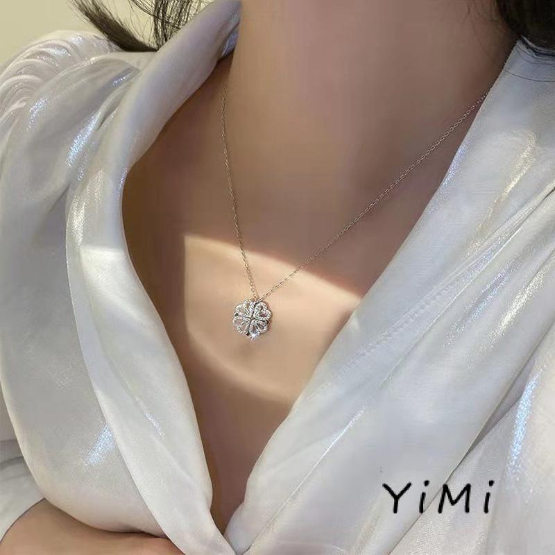 Vòng cổ trái tim bốn lá đính kim cương