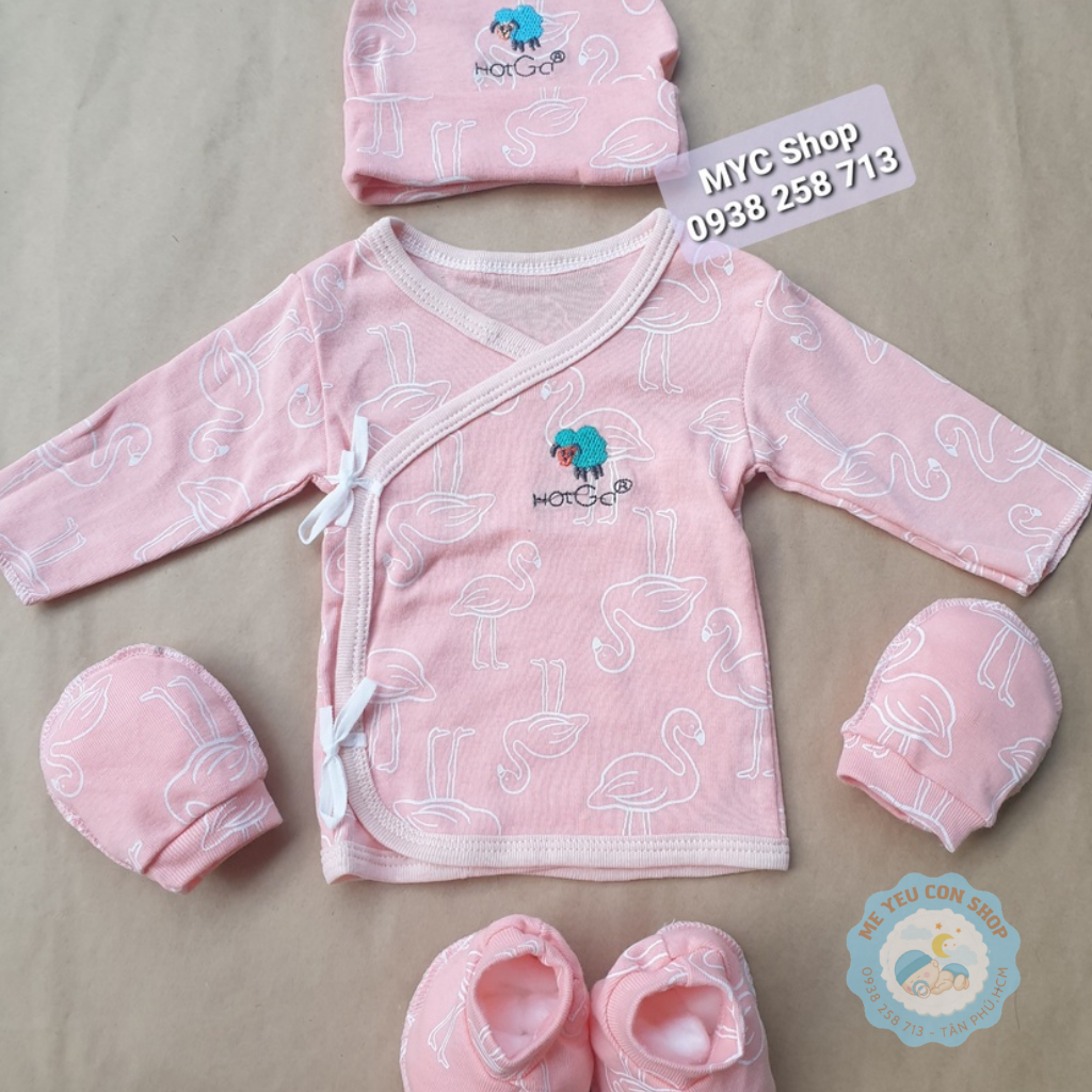 [NEWBORN] SET ÁO CỘT DÂY + NÓN + BAO TAY BAO CHÂN CHO BÉ  - HOTGA (katydang)
