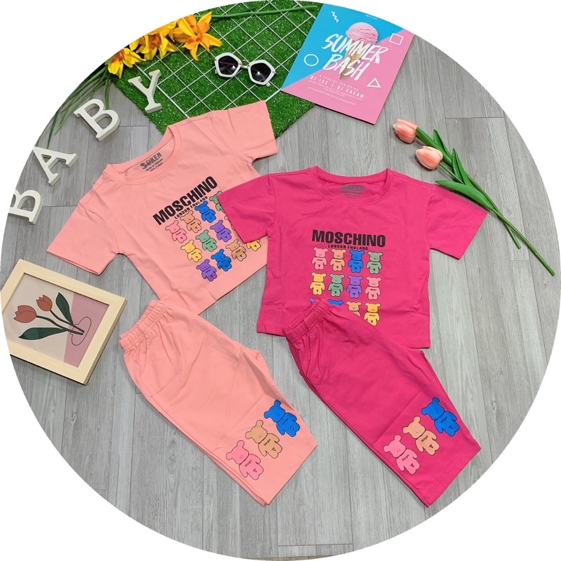 Bộ bé gái lửng ngố thun cotton SG 4 chiều loại 1 cho bé 09-25kg